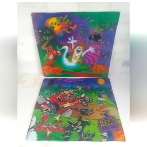 Vtg 1980s Mello Smello Halloween Holographic 3D Decorations Hippie Ghost Zombie